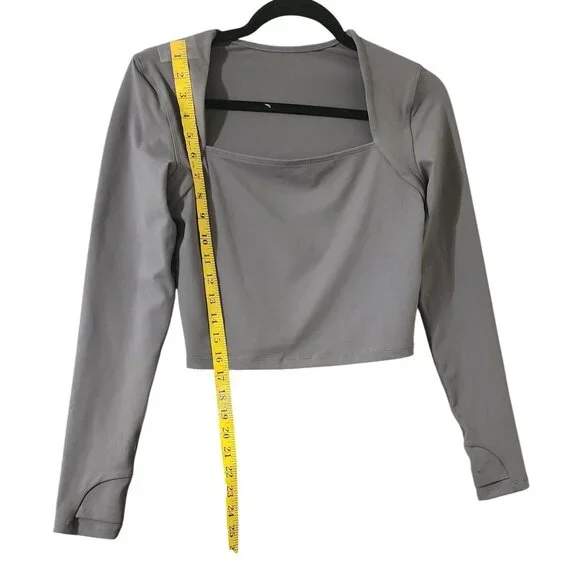 Set Of 3 Baleaf Long Sleeve Square Neck Crop Tops Black & Gray Womens Size S - Picture 8 of 15